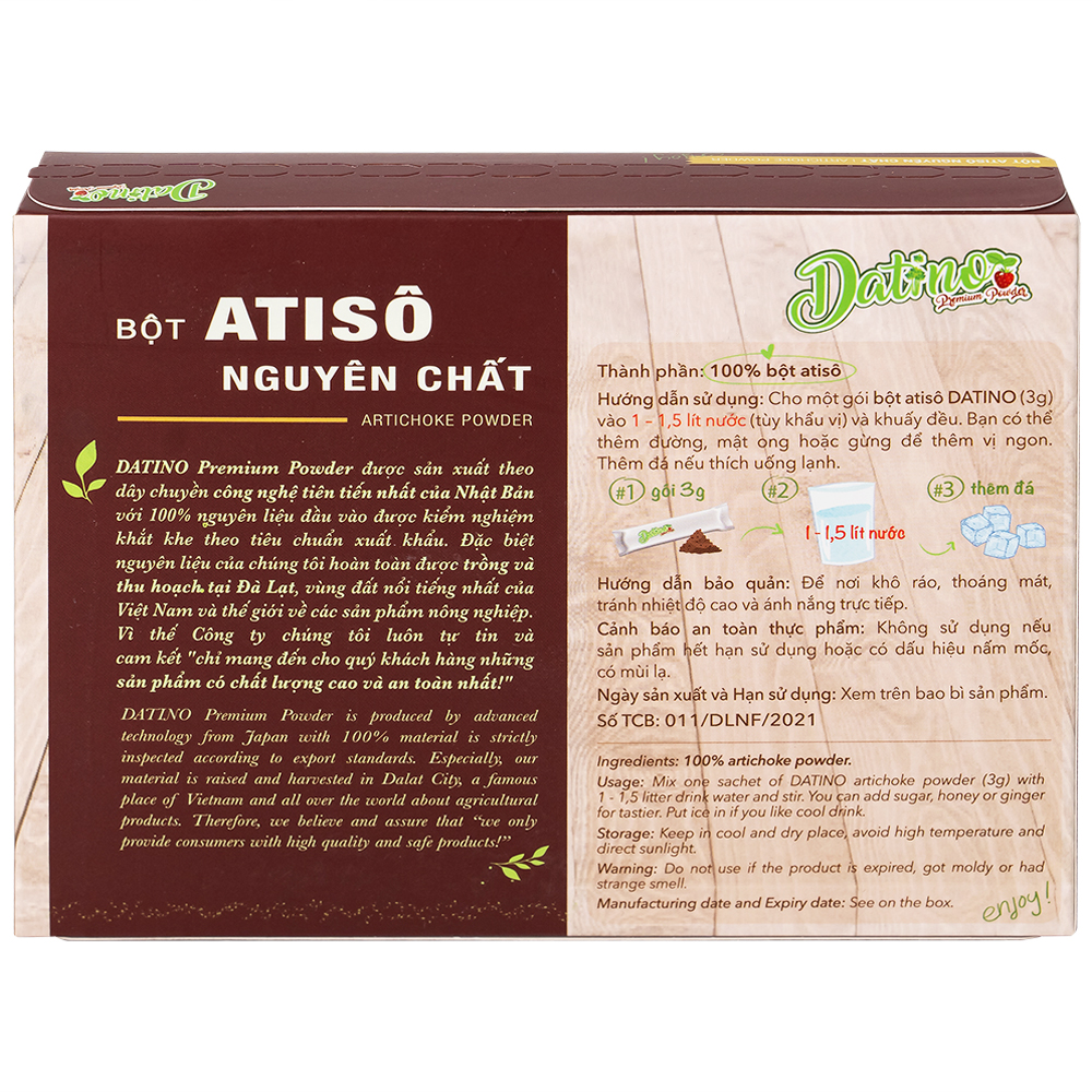 Bột Atisô nguyên chất Datino (3g x 15 gói)