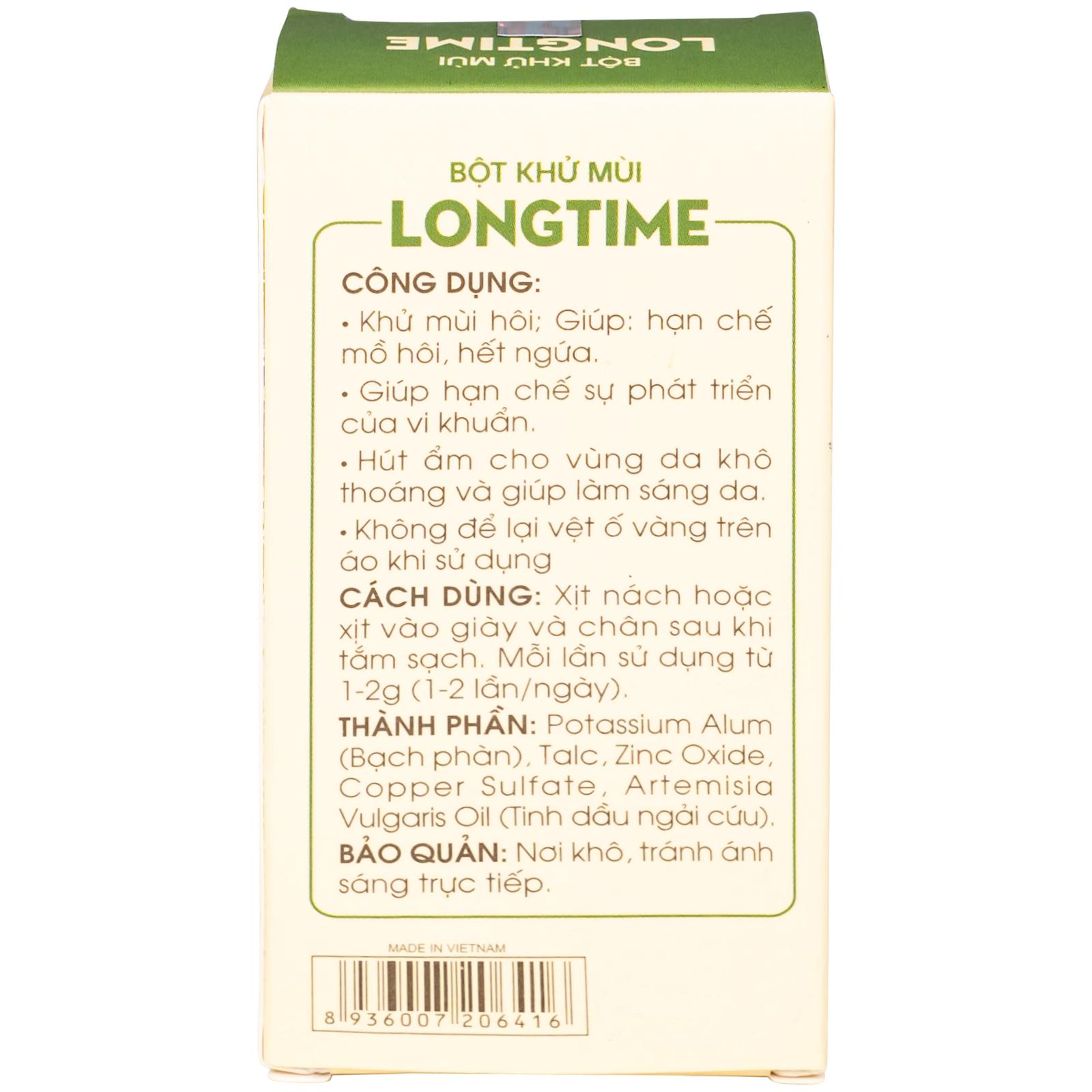 Bột khử mùi Longtime Sao Thái Dương giúp khử và hạn chế mồ hôi, hết ngứa (18g)