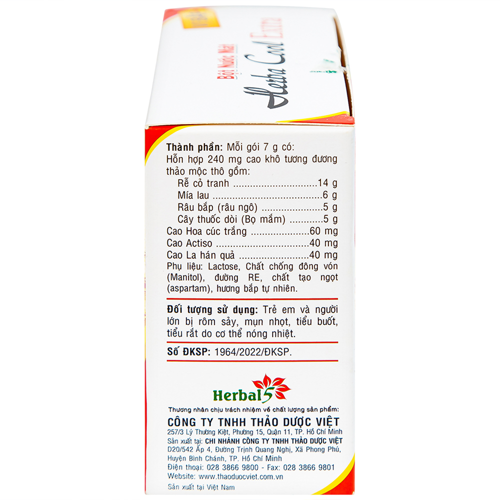 Bột nước mát Herbal Cool Extra - Vị Bắp (10 gói)