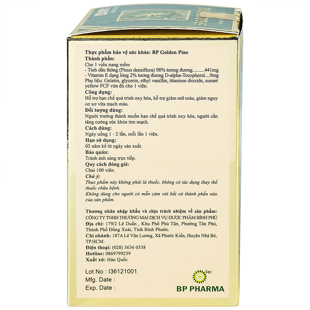 Viên uống tăng tuần hoàn máu thông huyết mạch BP Golden Pine Bio Avenue (100 viên)