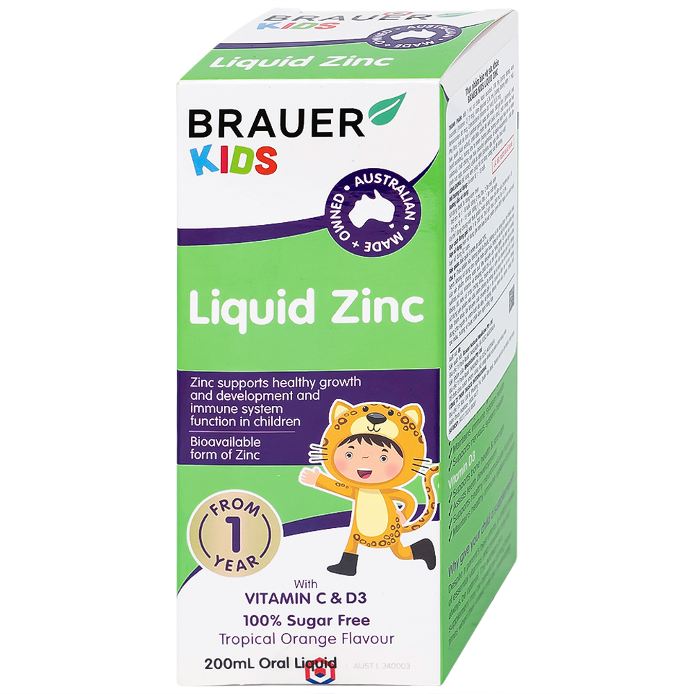 Siro bổ sung kẽm tăng sức đề kháng cho trẻBrauer Baby & Kids Liquid Zinc (200ml)