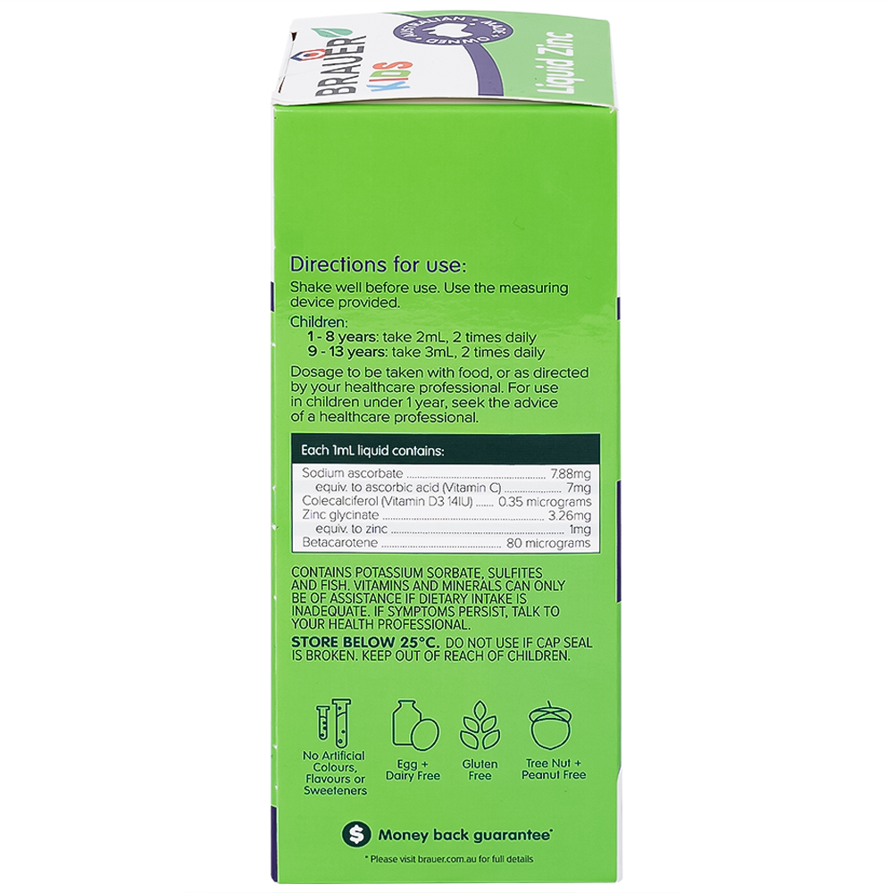Siro bổ sung kẽm tăng sức đề kháng cho trẻBrauer Baby & Kids Liquid Zinc (200ml)