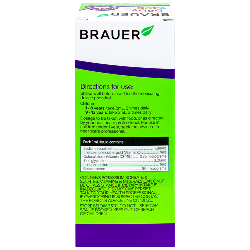 Siro bổ sung kẽm tăng sức đề kháng cho trẻBrauer Baby & Kids Liquid Zinc (200ml)