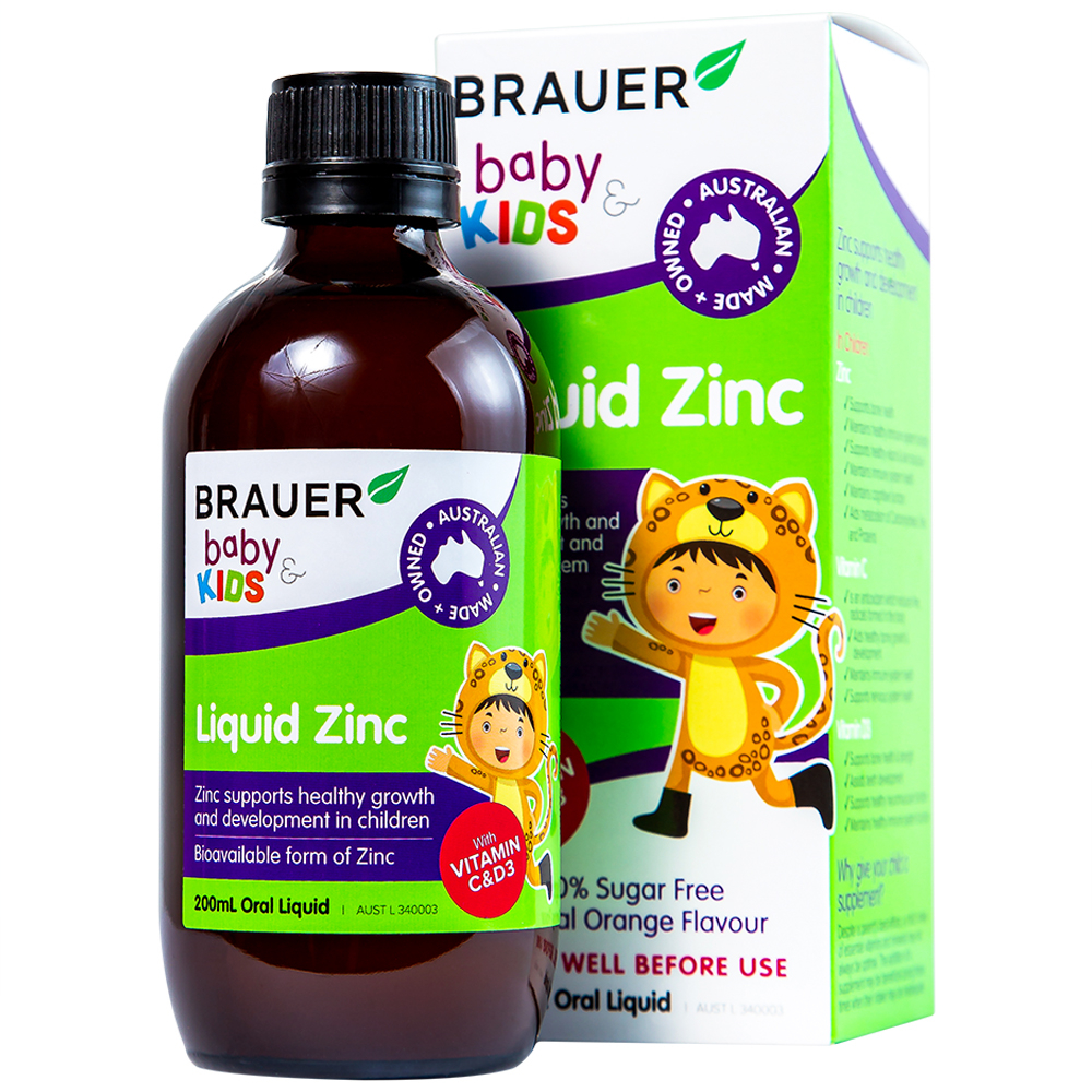 Siro bổ sung kẽm tăng sức đề kháng cho trẻBrauer Baby & Kids Liquid Zinc (200ml)