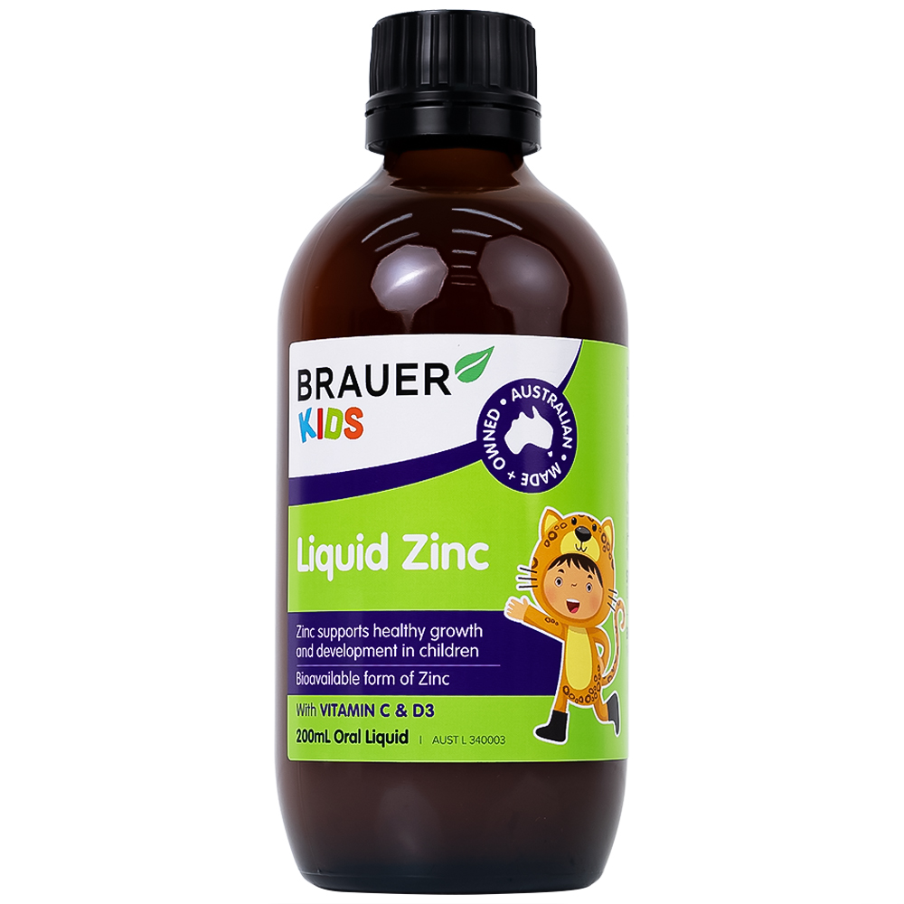 Siro bổ sung kẽm tăng sức đề kháng cho trẻBrauer Baby & Kids Liquid Zinc (200ml)