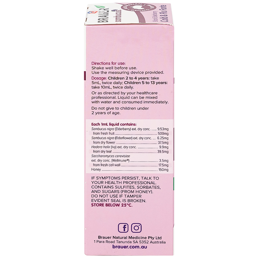Siro hỗ trợ giảm các triệu chứng ho sổ mũi do cảm Black ElderBerry Cold And Flu Forte (100ml)