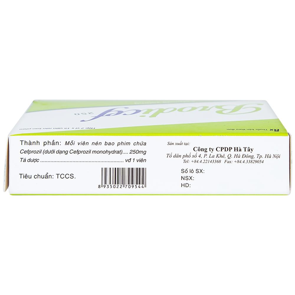 Thuốc Brodicef 250 Hà Tây điều trị nhiễm trùng (2 vỉ x 15 viên)