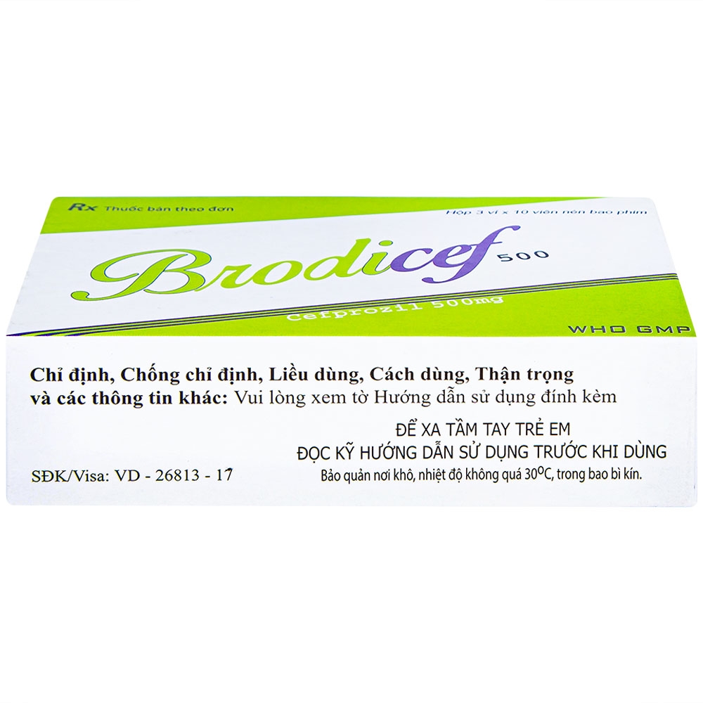 Thuốc Brodicef 500 Hà Tây điều trị nhiễm trùng (3 vỉ x 10 viên)