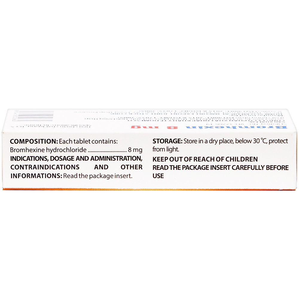 Thuốc Bromhexin 8mg Domesco điều trị rối loạn tiết dịch phế quản trong viêm phế quản cấp tính (3 vỉ x 10 viên)