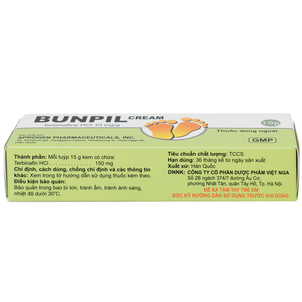 Kem bôi ngoài da Bunpil 10mg Aprogen điều trị nấm da, lang ben (15g)