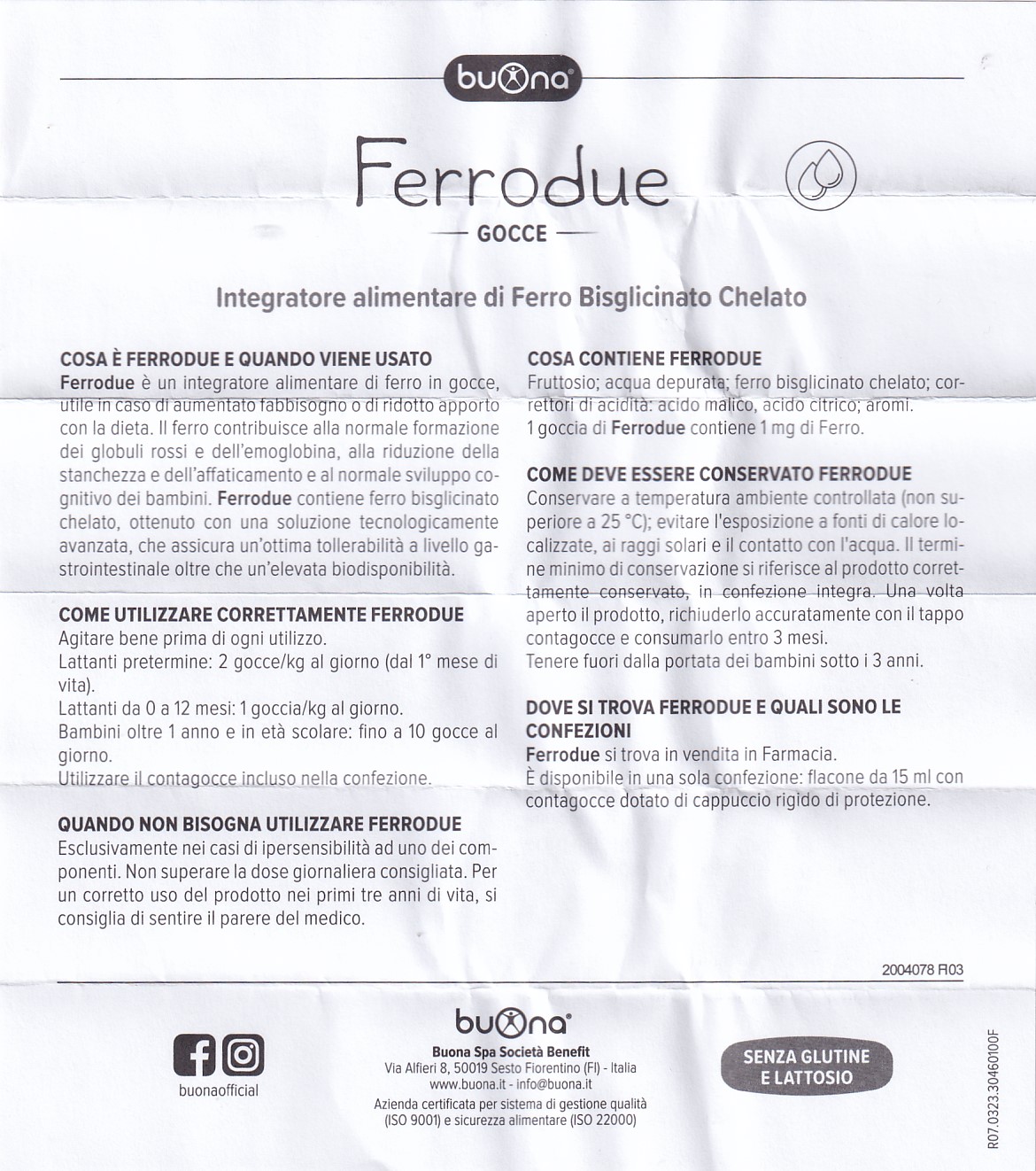 Dung dịch giúp giảm nguy cơ thiếu máu do thiếu sắt Buona Ferrodue (15ml)
