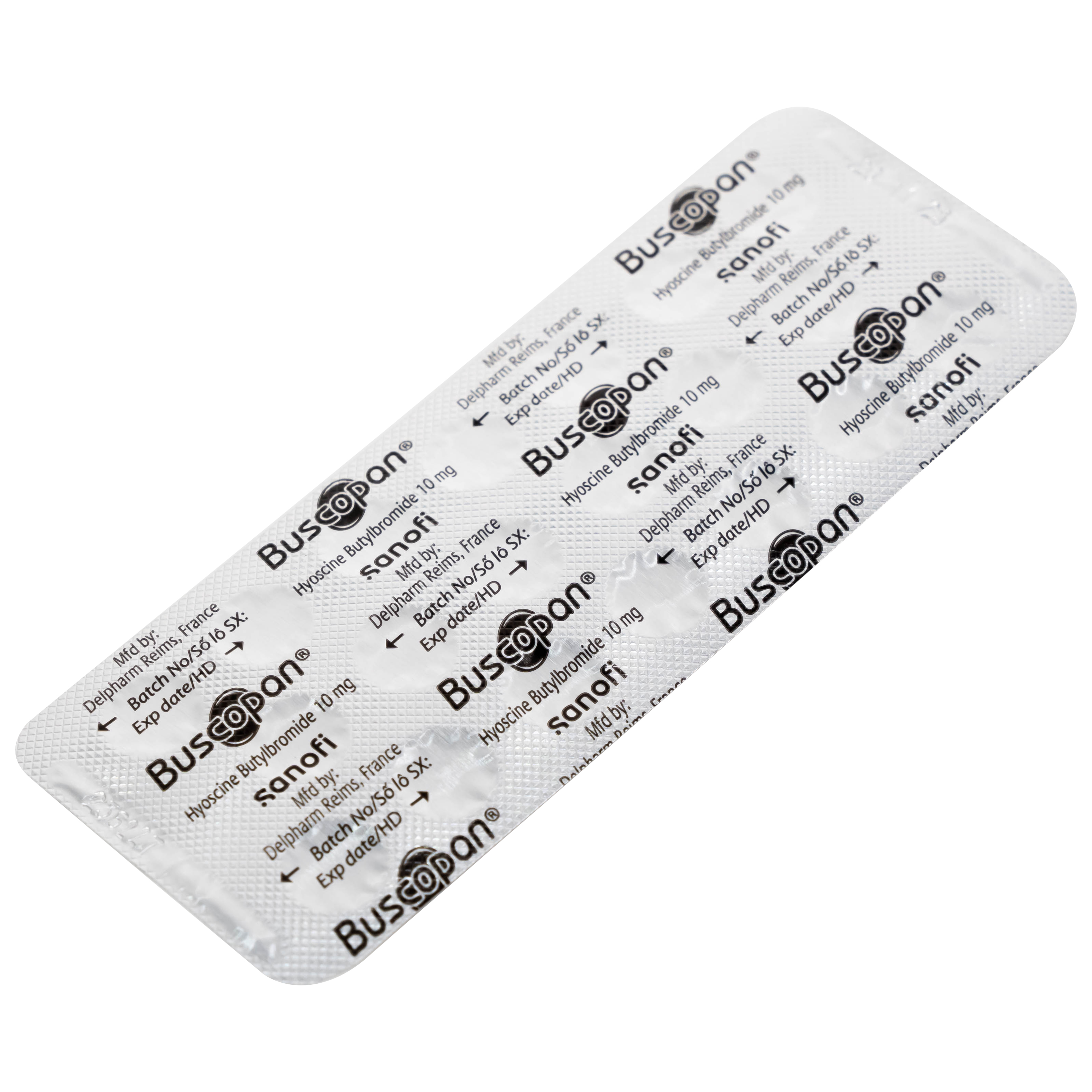 Thuốc Buscopan 10mg Sanofi giảm co thắt cơ trơn đường sinh dục – tiết niệu (5 vỉ x 20 viên)