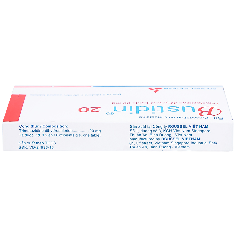 Thuốc Bustidin 20 Roussel điều trị đau thắt ngực ổn định (2 vỉ x 30 viên)