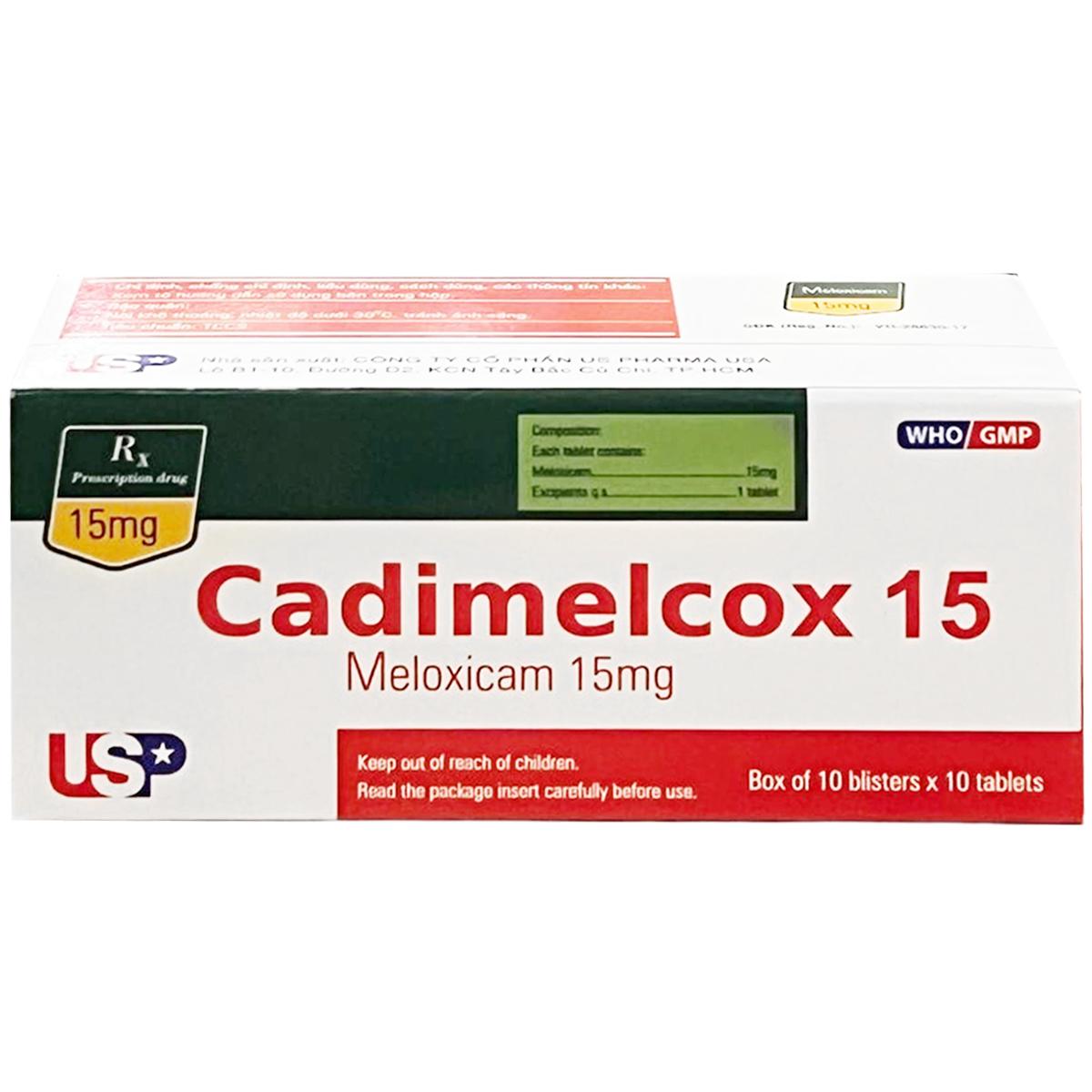 Thuốc Cadimelcox 15 USP điều trị các cơn đau do viêm đau xương khớp, viêm khớp dạng thấp (10 vỉ x 10 viên)