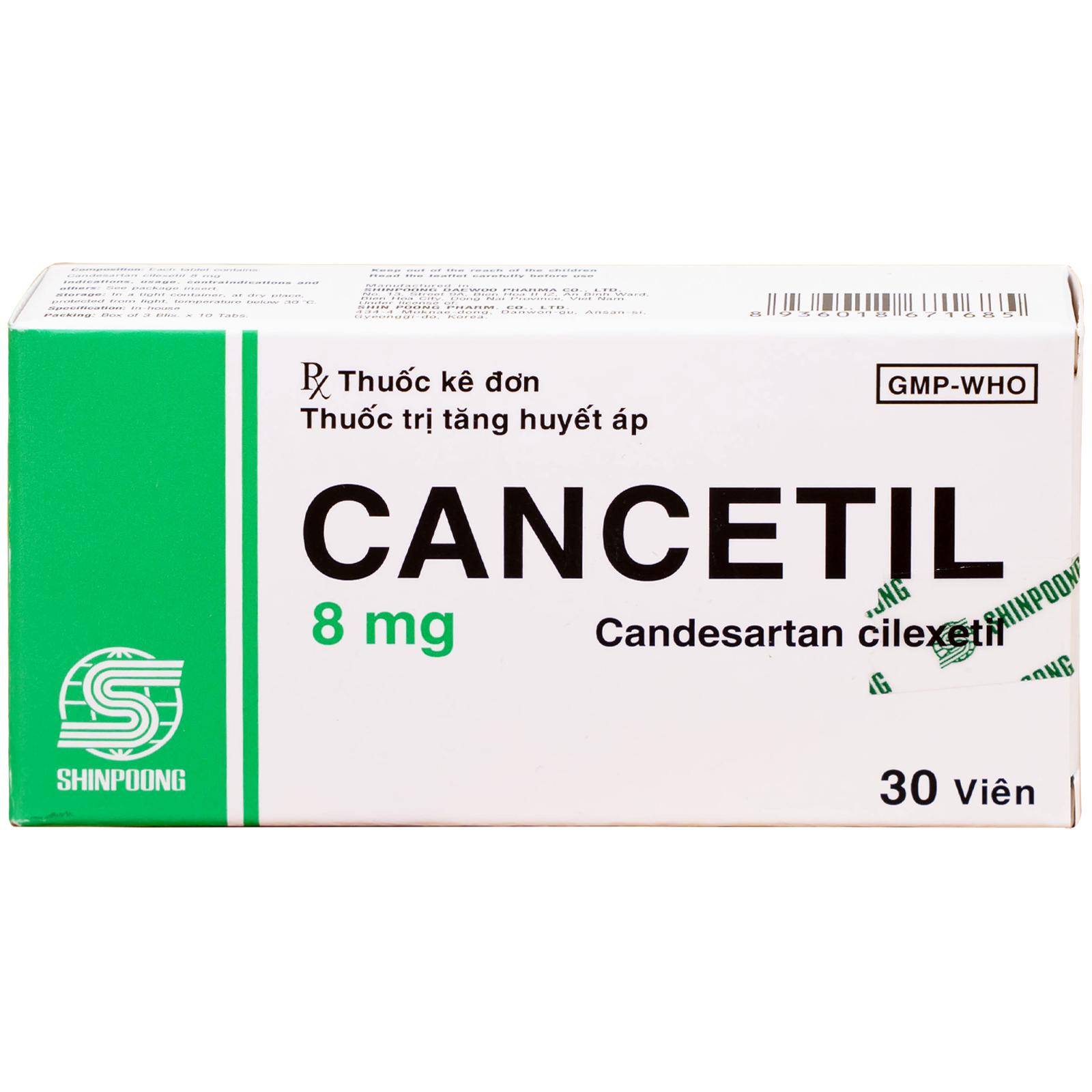 Thuốc Cancetil 8mg Shinpoong Daewoo điều trị tăng huyết áp (30 viên)