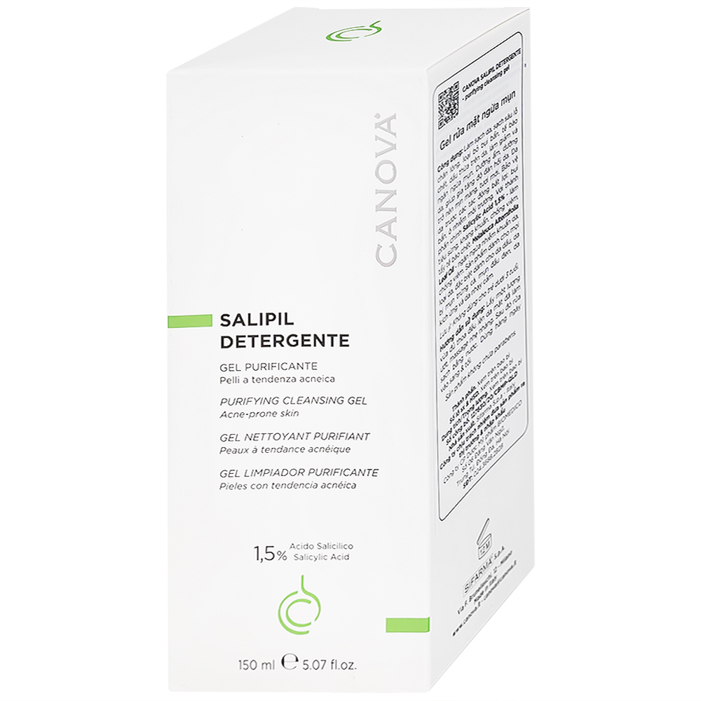 Gel rửa mặt ngừa mụn Canova Salipil Detergente Purifying Cleansing Gel Sifarma 150ml