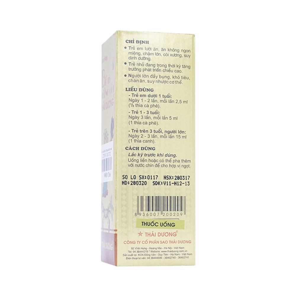 Cao lỏng Bổ Tỳ Dưỡng Cốt Thái Dương hỗ trợ điều trị chán ăn, đầy bụng, bổ sung canxi cho trẻ còi xương (100ml)