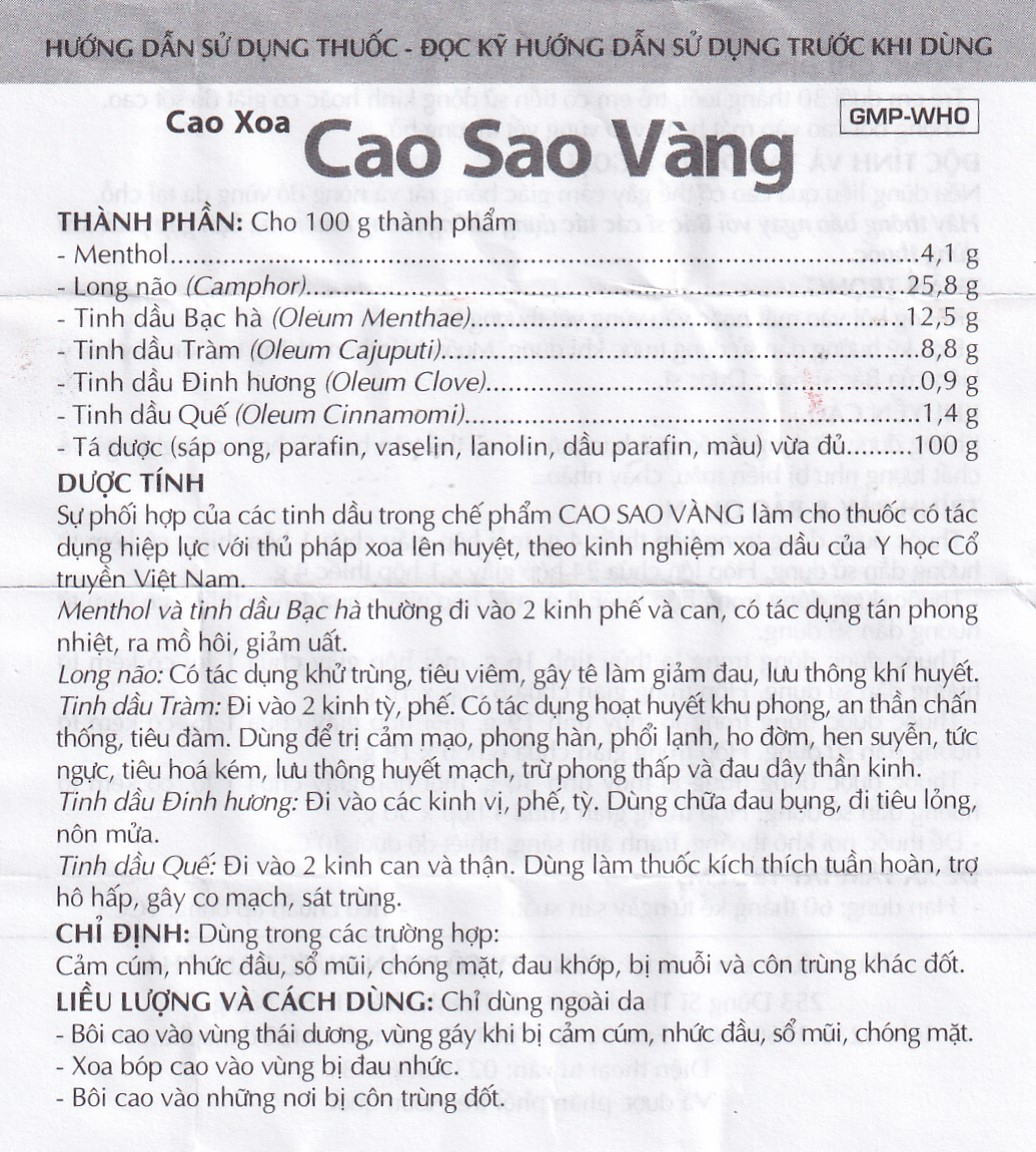 Cao Sao Vàng Danapha điều trị cảm cúm, nhức đầu (16g)