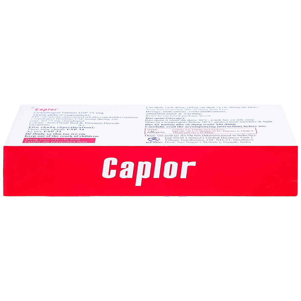 Thuốc Caplor 75mg INd-Swift giảm huyết khối tắc mạch (3 vỉ x 10 viên)
