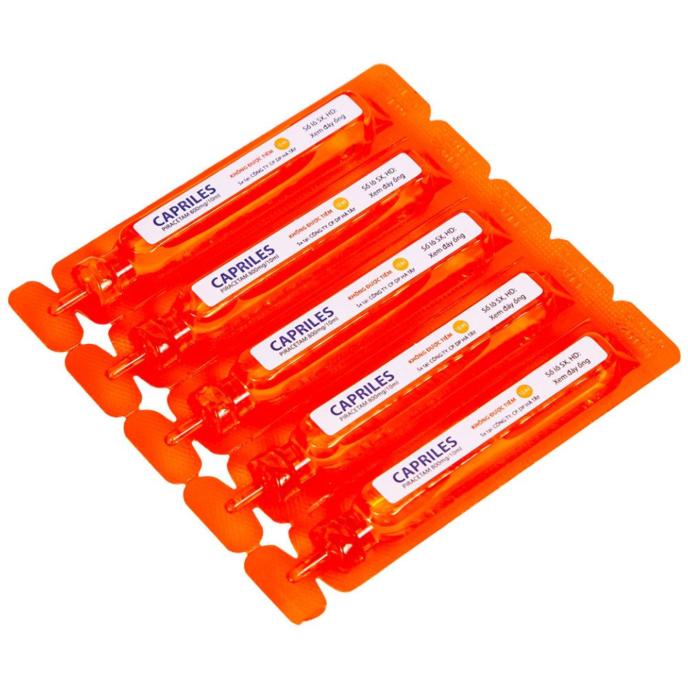 Thuốc Capriles 800mg/10ml Hà Tây điều trị rung giật cơ, thiếu máu não (20 ống x 10ml)
