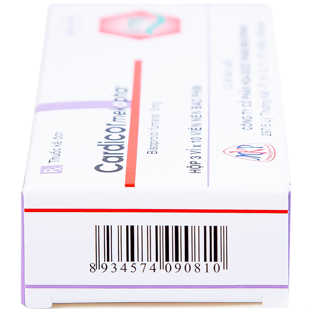 Thuốc Cardicor Mekophar 5 điều trị cao huyết áp, đau thắt ngực (3 vỉ x 10 viên)
