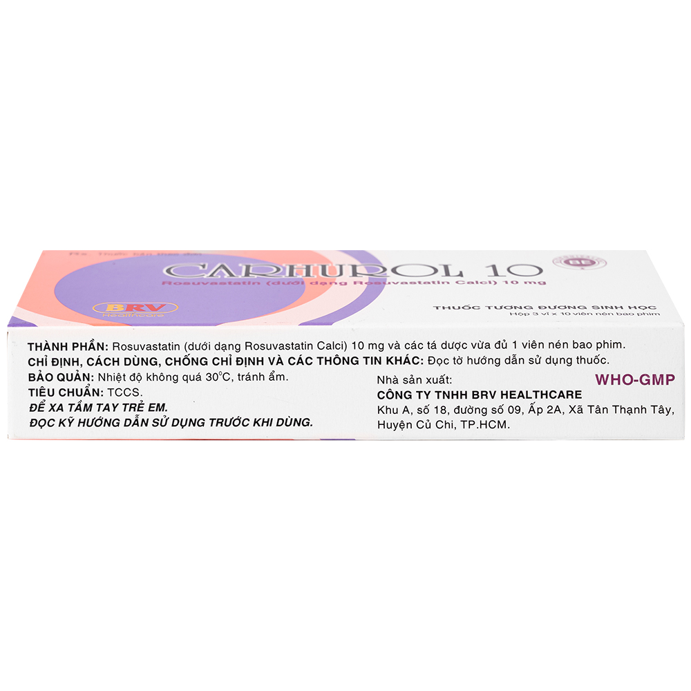 Thuốc Carhurol 10 BRV điều trị tăng cholesterol máu (3 vỉ x 10 viên)