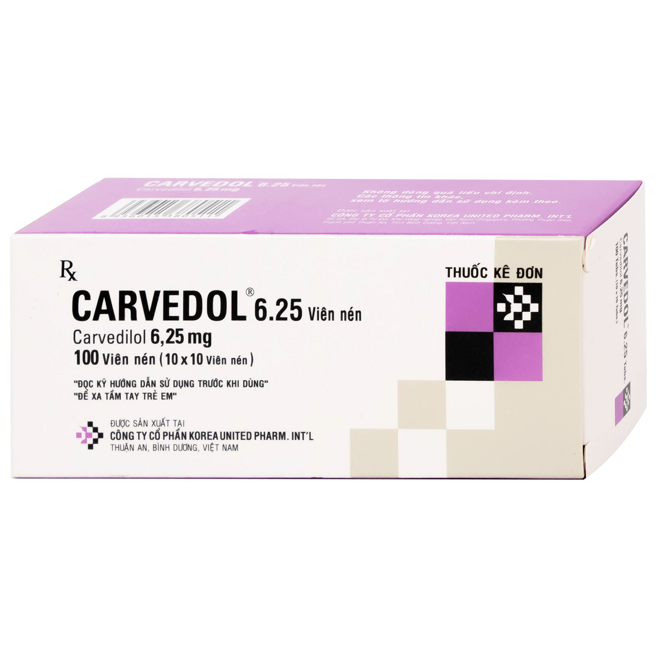 Thuốc Carvedol 6.25 United điều trị tăng huyết áp, bệnh mạch vành (10 vỉ x 10 viên)