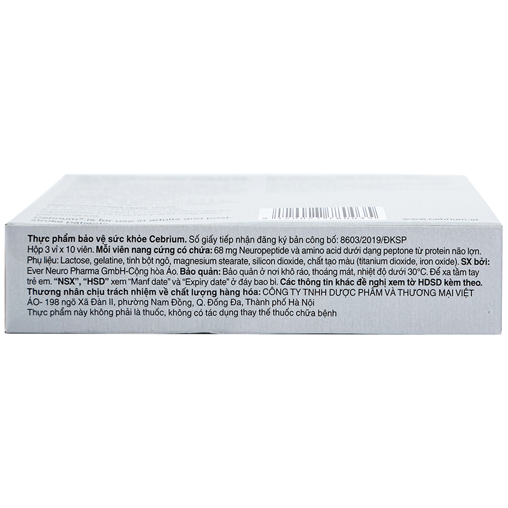 Viên hỗ trợ tăng khả năng tập trung Cebrium Ever Pharma (3 vỉ x 10 viên)