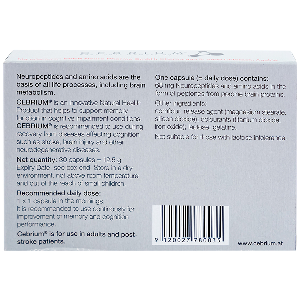 Viên hỗ trợ tăng khả năng tập trung Cebrium Ever Pharma (3 vỉ x 10 viên)