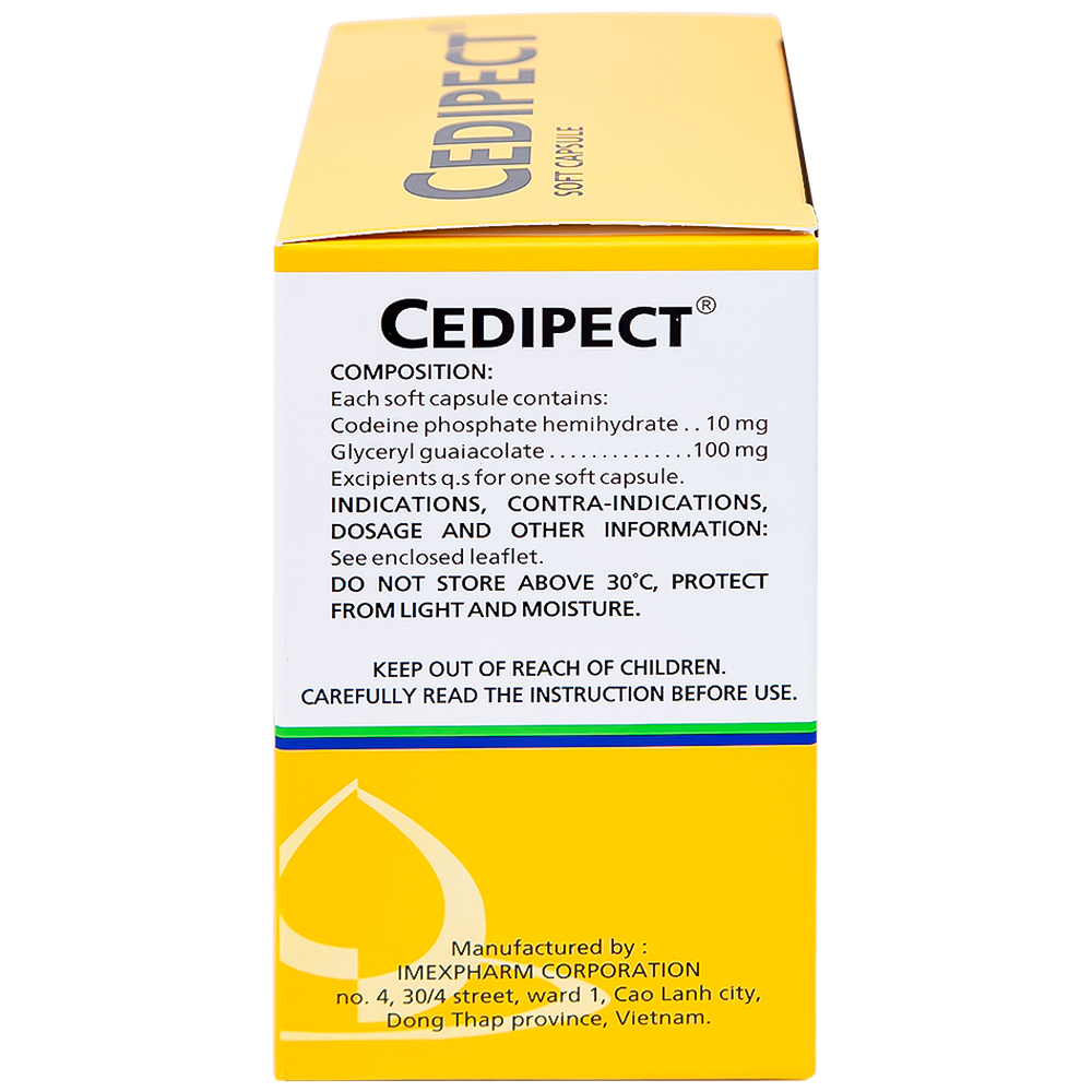 Thuốc Cedipect Imexpharm điều trị ho, long đờm (10 vỉ x 10 viên)