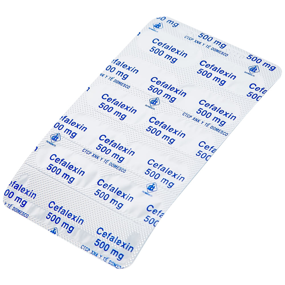 Thuốc Cefalexin 500mg Domesco điều trị nhiễm khuẩn (10 vỉ x 10 viên)
