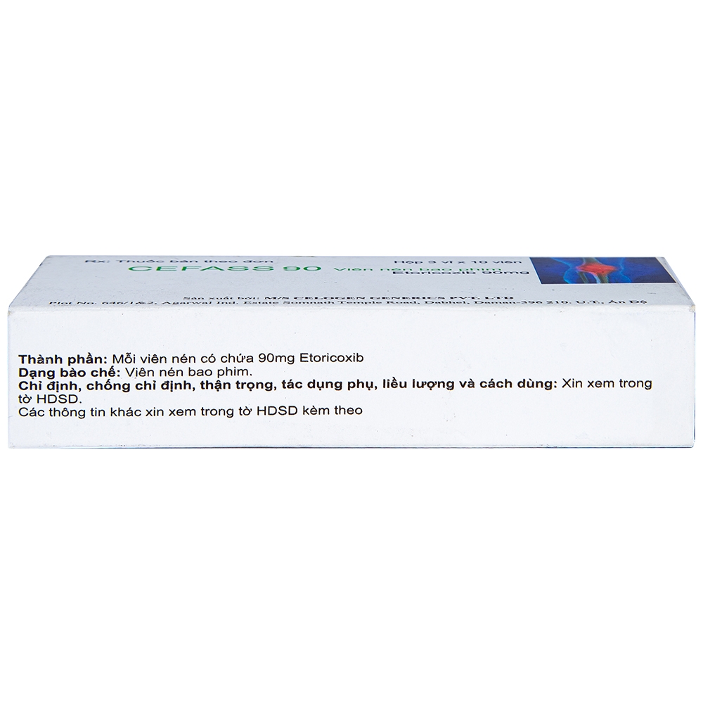 Thuốc Cefass 90mg Celogen giảm viêm khớp, viêm khớp dạng thấp (3 vỉ x 10 viên)