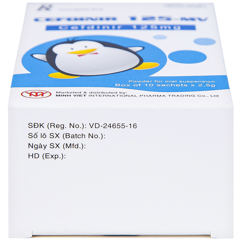Bột pha hỗn dịch uống Cefdinir 125 - MV USP điều trị nhiễm khuẩn (10 gói)