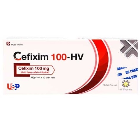 Thuốc Cefixim 100-HV USP điều trị nhiễm khuẩn (3 vỉ x 10 viên)