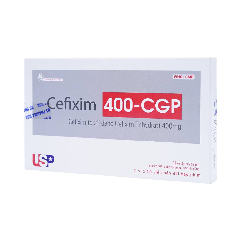 Thuốc Cefixim 400-CGP USP điều trị nhiễm khuẩn (1 vỉ x 10 viên)