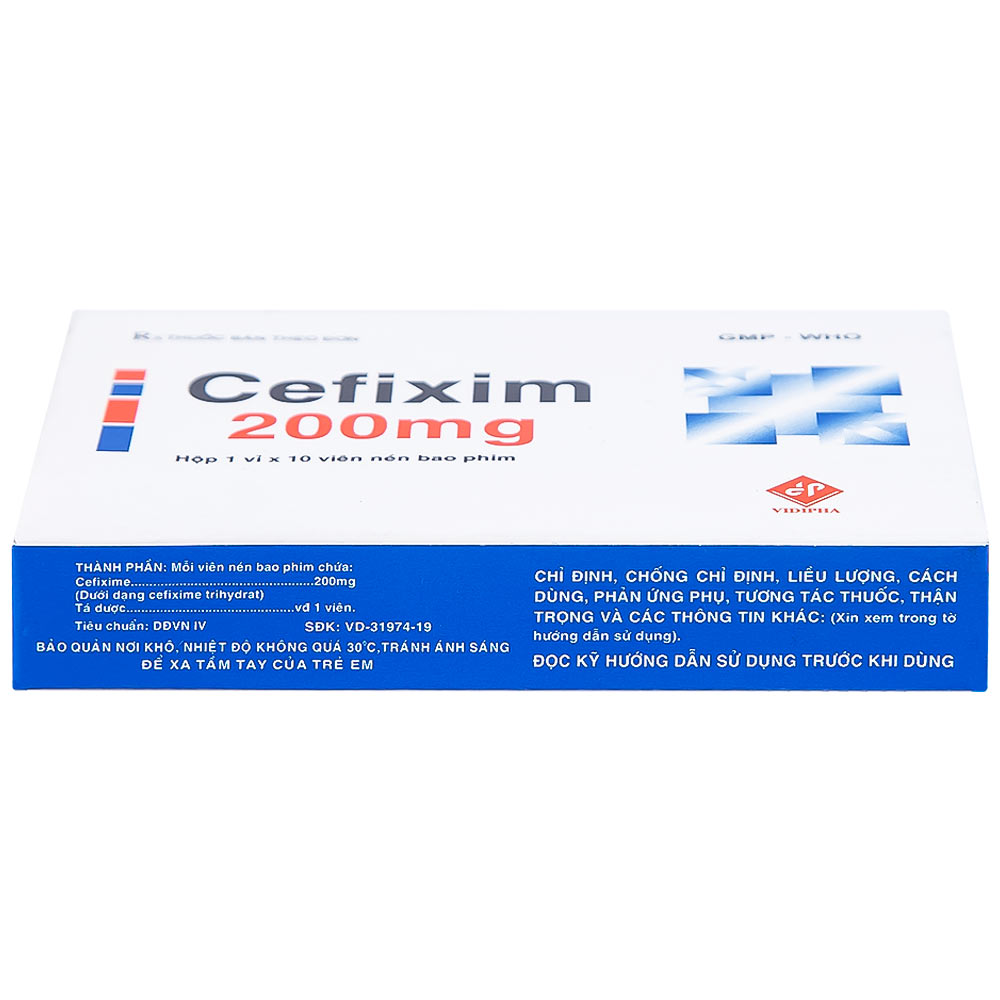 Thuốc Cefixim 200mg Vidipha điều trị nhiễm khuẩn (1 vỉ x 10 viên)