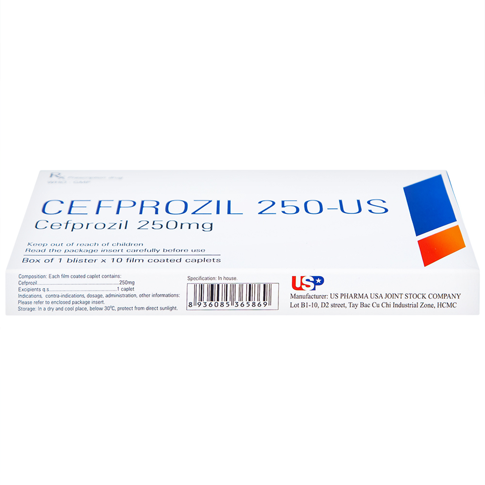 Thuốc Cefprozil 250-US điều trị nhiễm khuẩn (1 vỉ x 10 viên)