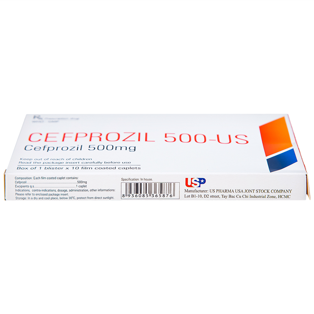 Thuốc Cefprozil 500-US điều trị nhiễm khuẩn (1 vỉ x 10 viên)