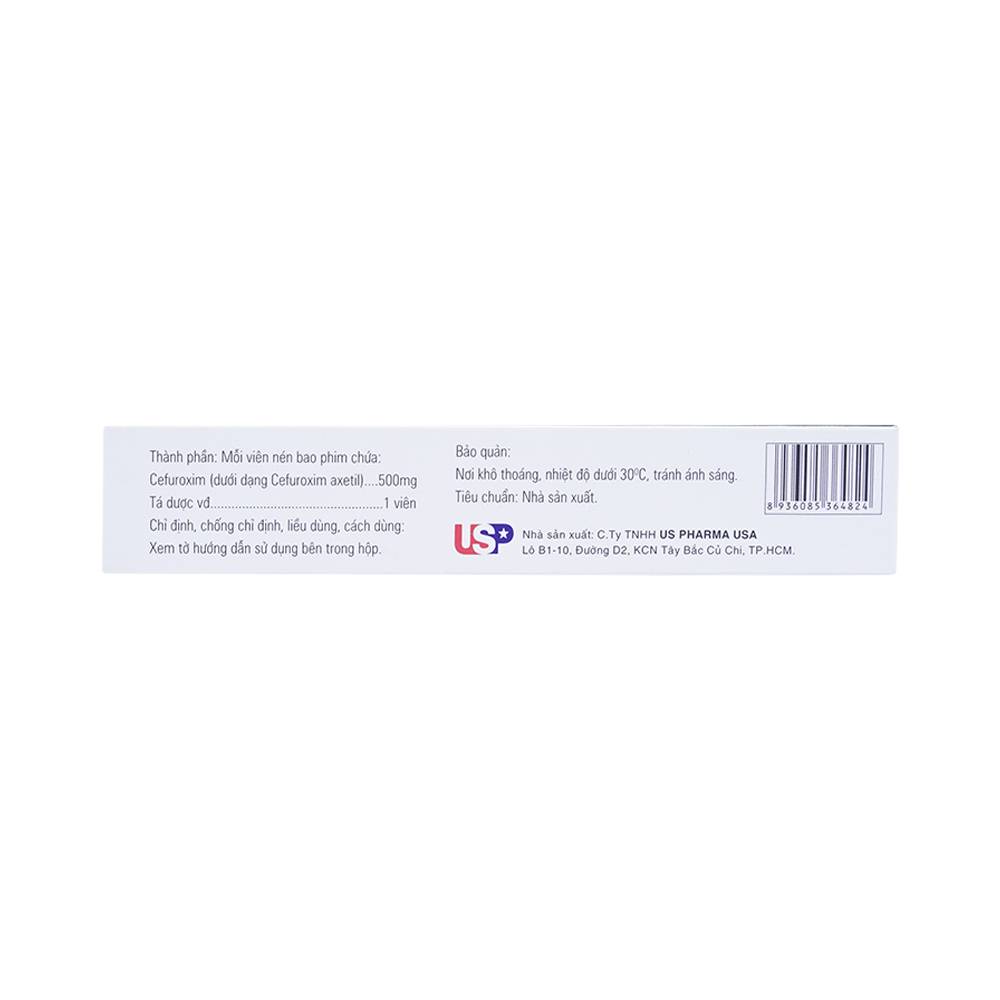 Thuốc Cefurich 500mg USP điều trị nhiễm khuẩn (2 vỉ x 5 viên)