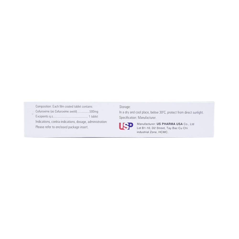 Thuốc Cefurich 500mg USP điều trị nhiễm khuẩn (2 vỉ x 5 viên)