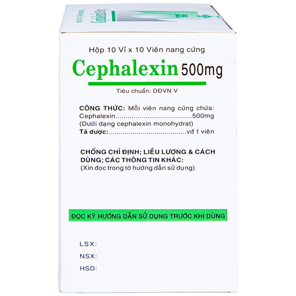 Thuốc Cephalexin 500mg Vidipha điều trị nhiễm khuẩn (10 vỉ x 10 viên)