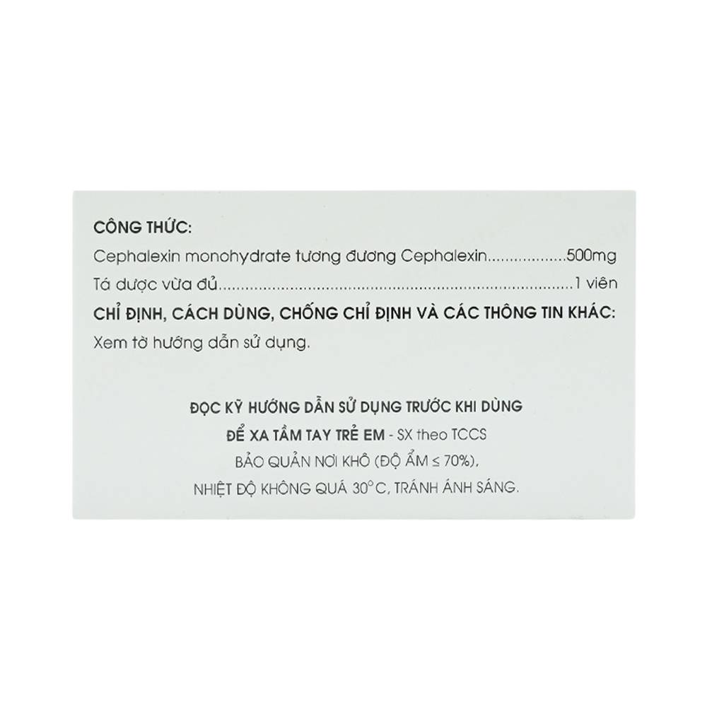 Thuốc Cephalexin MKP 500 điều trị nhiễm khuẩn (10 vỉ x 10 viên)