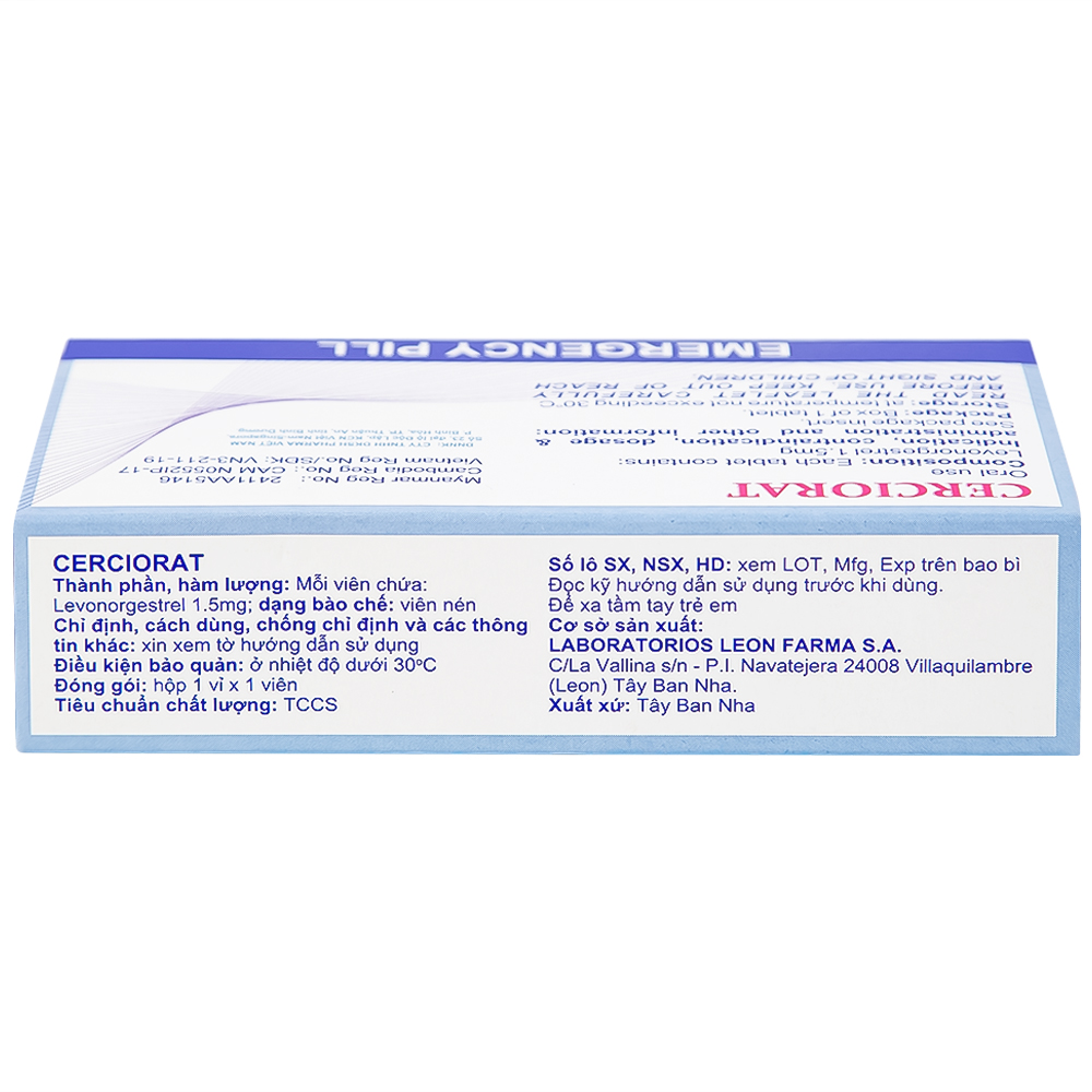 Thuốc tránh thai khẩn cấp Cerciorat 1.5mg Exeltis (1 viên)