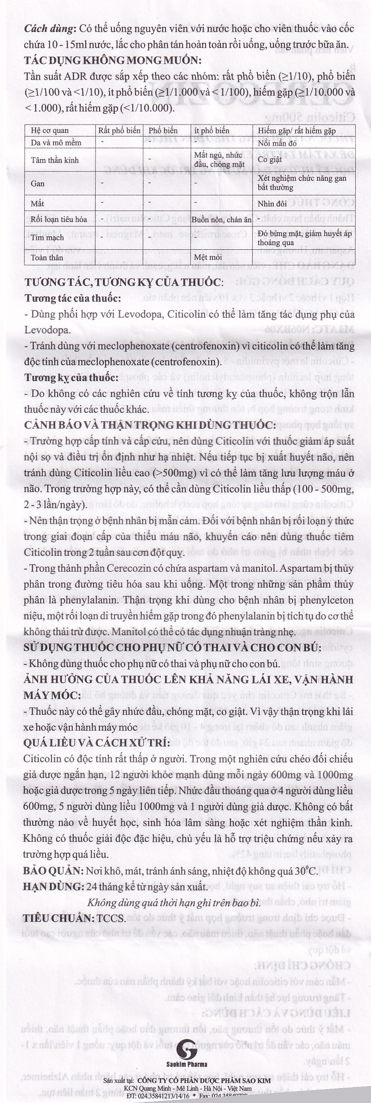 Thuốc Cerecozin 500mg Sao Kim hỗ trợ cải thiện trí nhớ (3 vỉ x 10 viên)