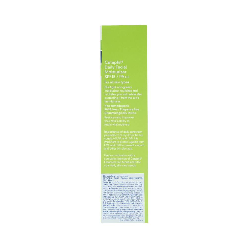 Kem chống nắng Cetaphil Daily Facial Moisturizer SPF15/PA++ dành cho mọi loại da (118ml)
