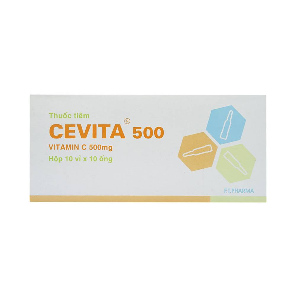 Thuốc tiêm Cevita 500 F.T Pharma điều trị thiếu Vitamin C (10 vỉ x 10 ống x 5ml)