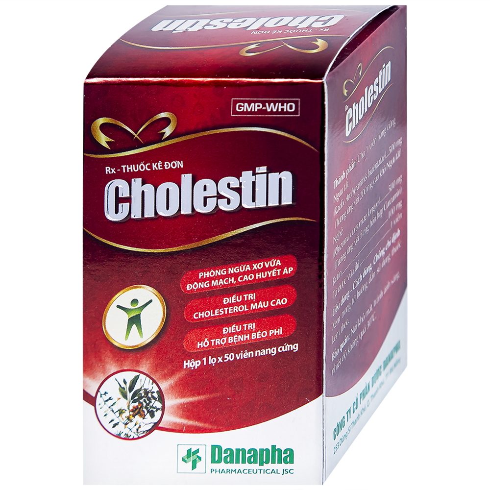 Thuốc Cholestin Danapha phòng ngừa xơ vữa động mạch, cao huyết áp (50 viên)