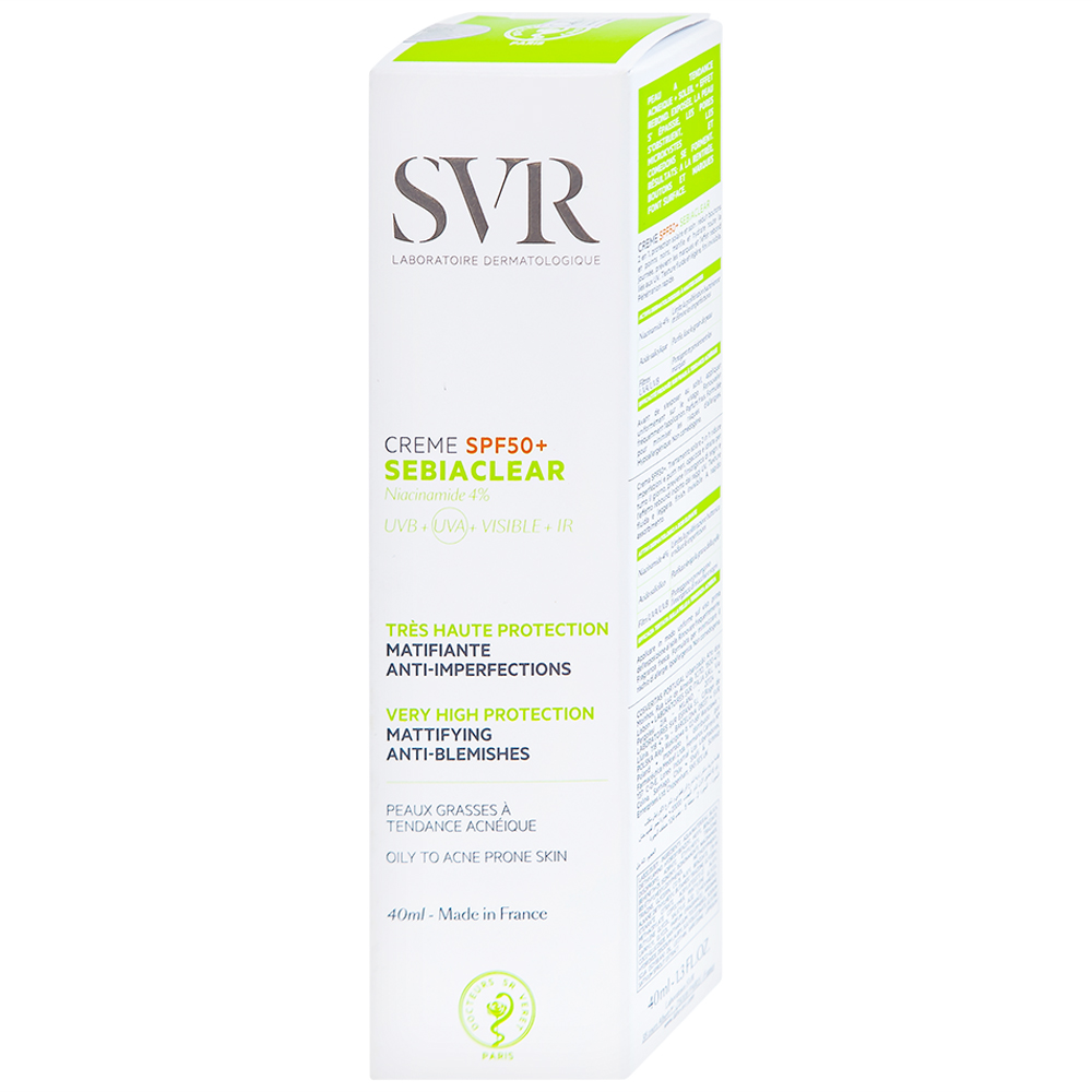 Kem chống nắng SVR Sebiaclear Creme SPF50+ dưỡng da dùng cho da hỗn hợp, da dầu và da nhạy cảm (40ml)