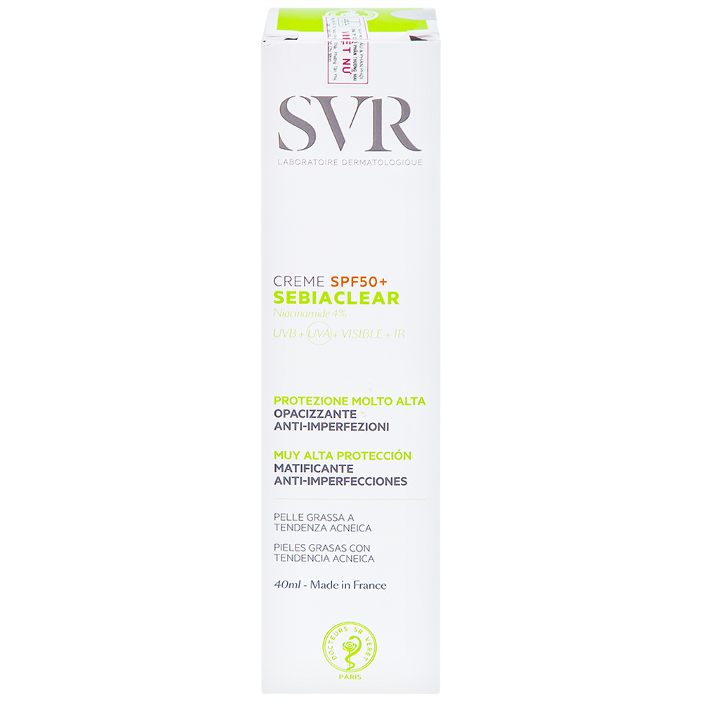 Kem chống nắng SVR Sebiaclear Creme SPF50+ dưỡng da dùng cho da hỗn hợp, da dầu và da nhạy cảm (40ml)