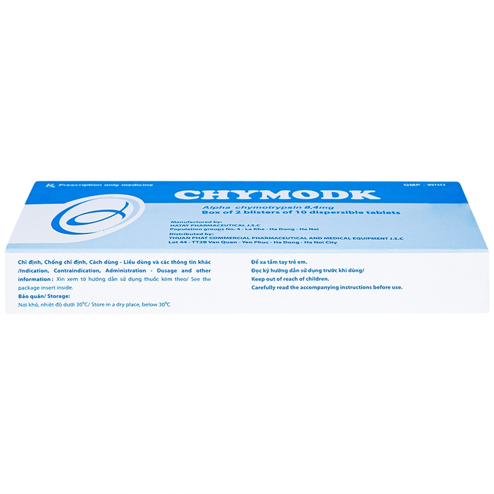 Viên nén phân tán Chymodk 8.4mg Hataphar điều trị phù nề sau chấn thương, phẫu thuật, bỏng (2 vỉ x 10 viên)